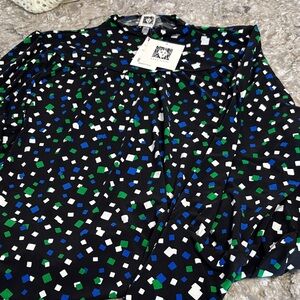 Anne Klein Black and Green Women's Top